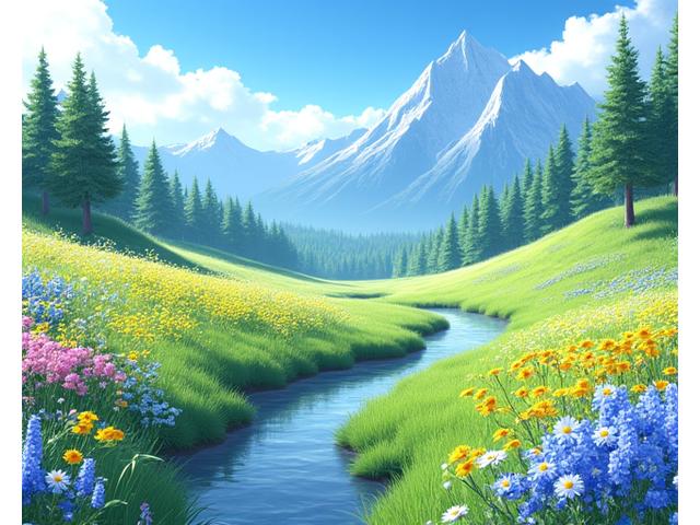 ゲーム画面：高山植物の咲く湿原