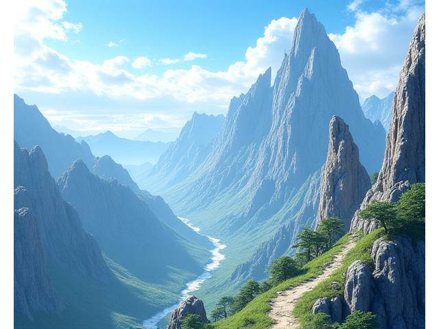 ゲーム画面：雄大な山頂からの眺め