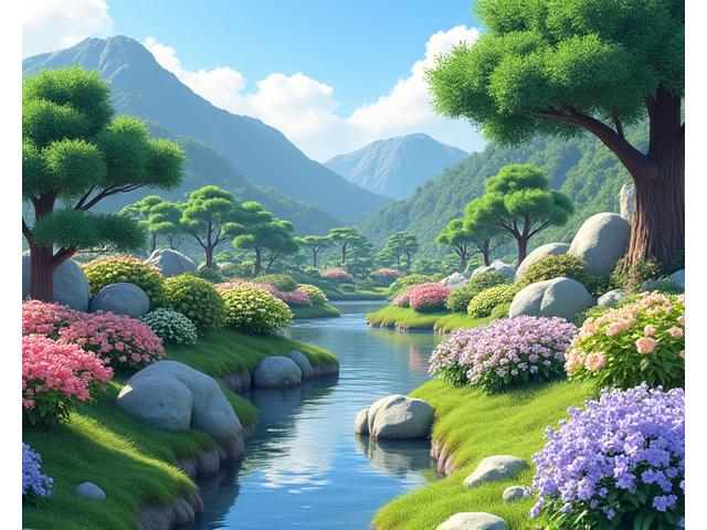 ゲーム画面：プレイヤーがデザインした高山植物園