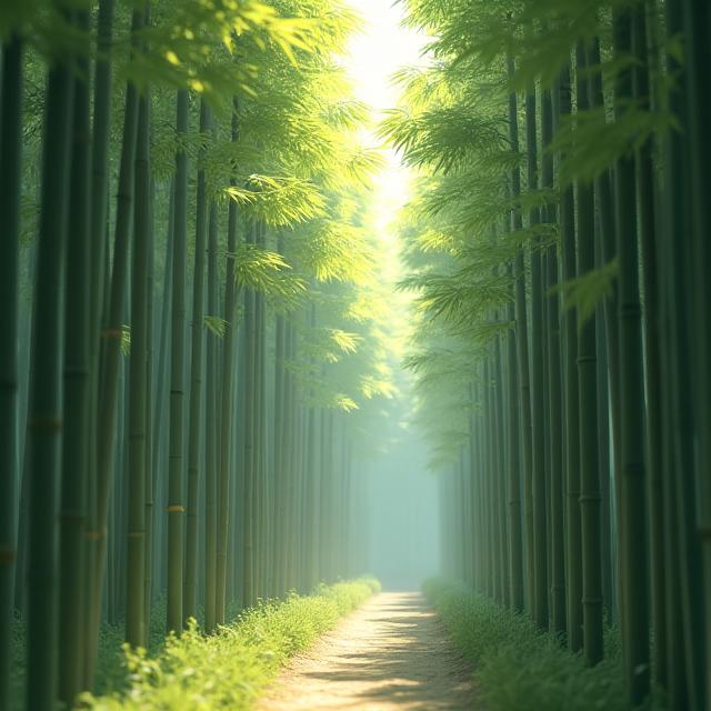プレイヤーが作成した静けさを感じさせる竹林